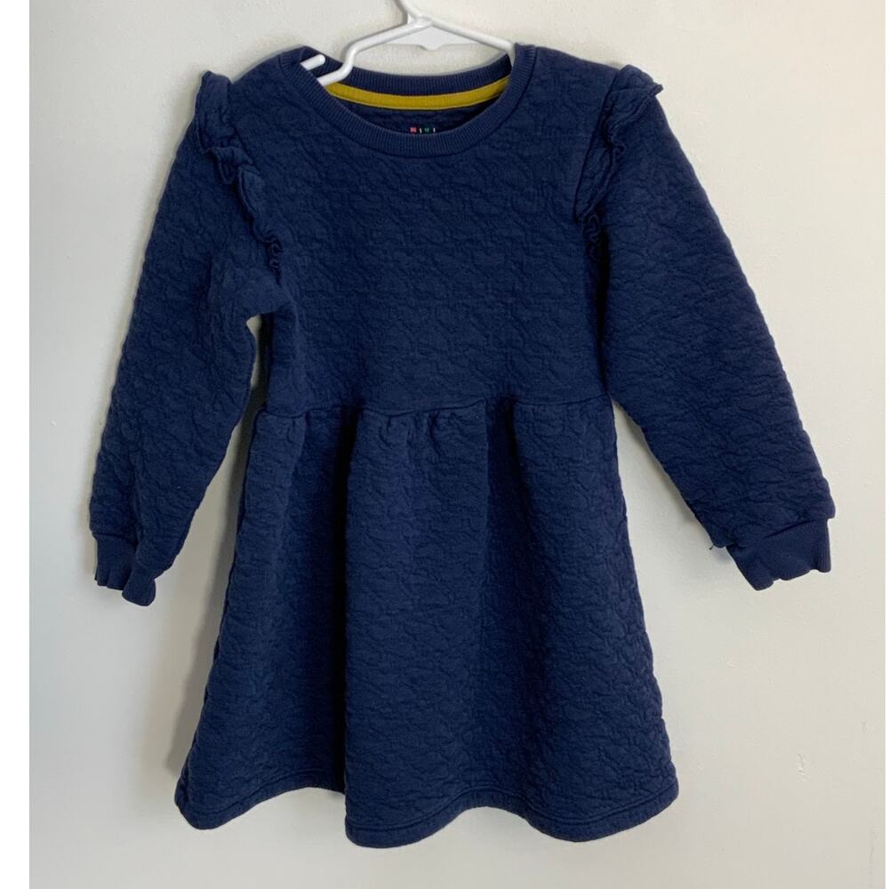 Mini Boden Navy Quilted Long Sleeve dress size 4/5